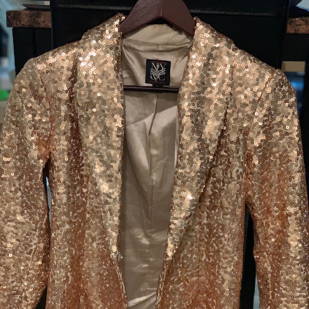 New York & Co gold blazer, size 2